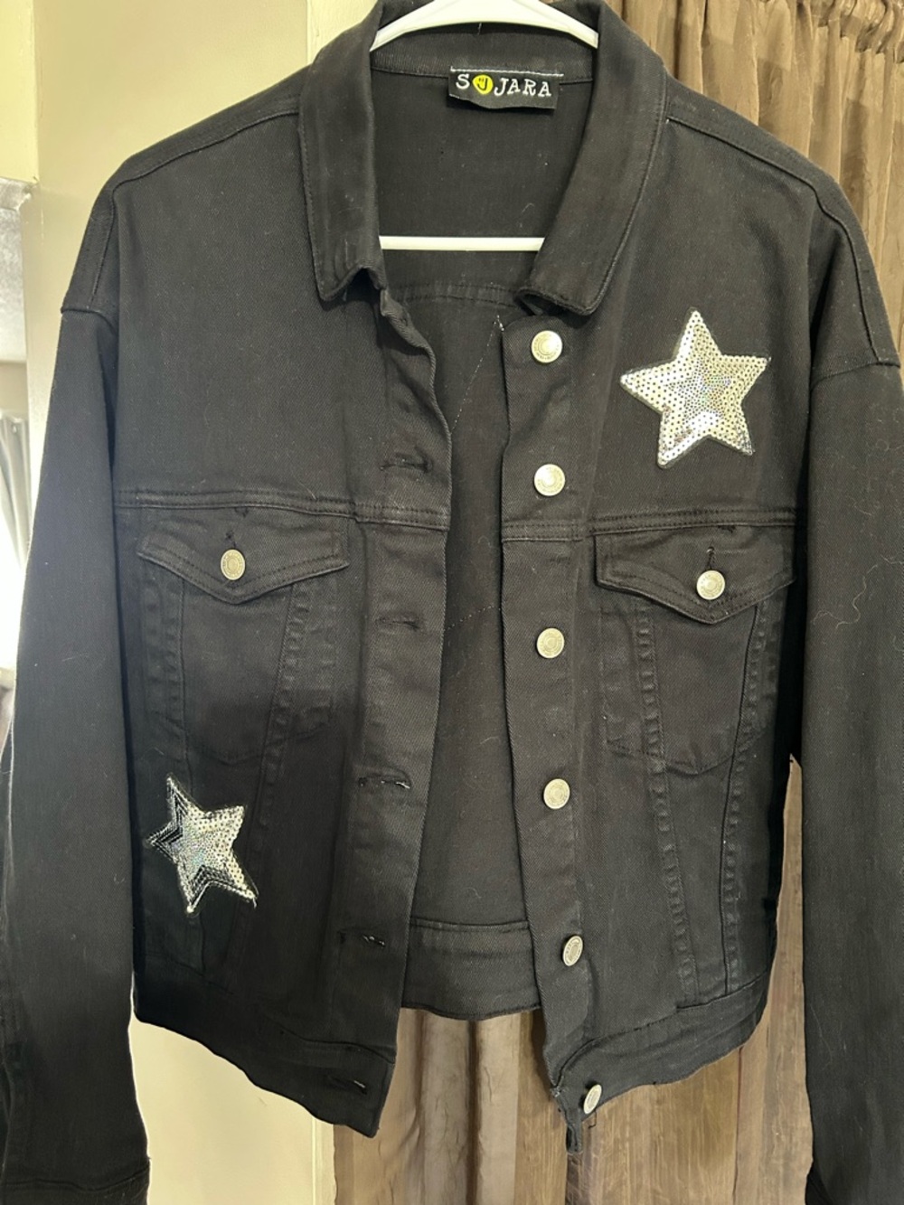 Sojara Black Star-Embellished Denim Jacket